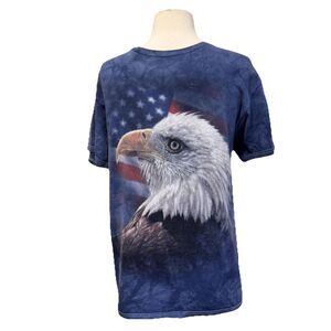 USA Bald Eagle Flag Graphic T Shirt Medium Tie Dye Blue Vtg Patriotic Flag
